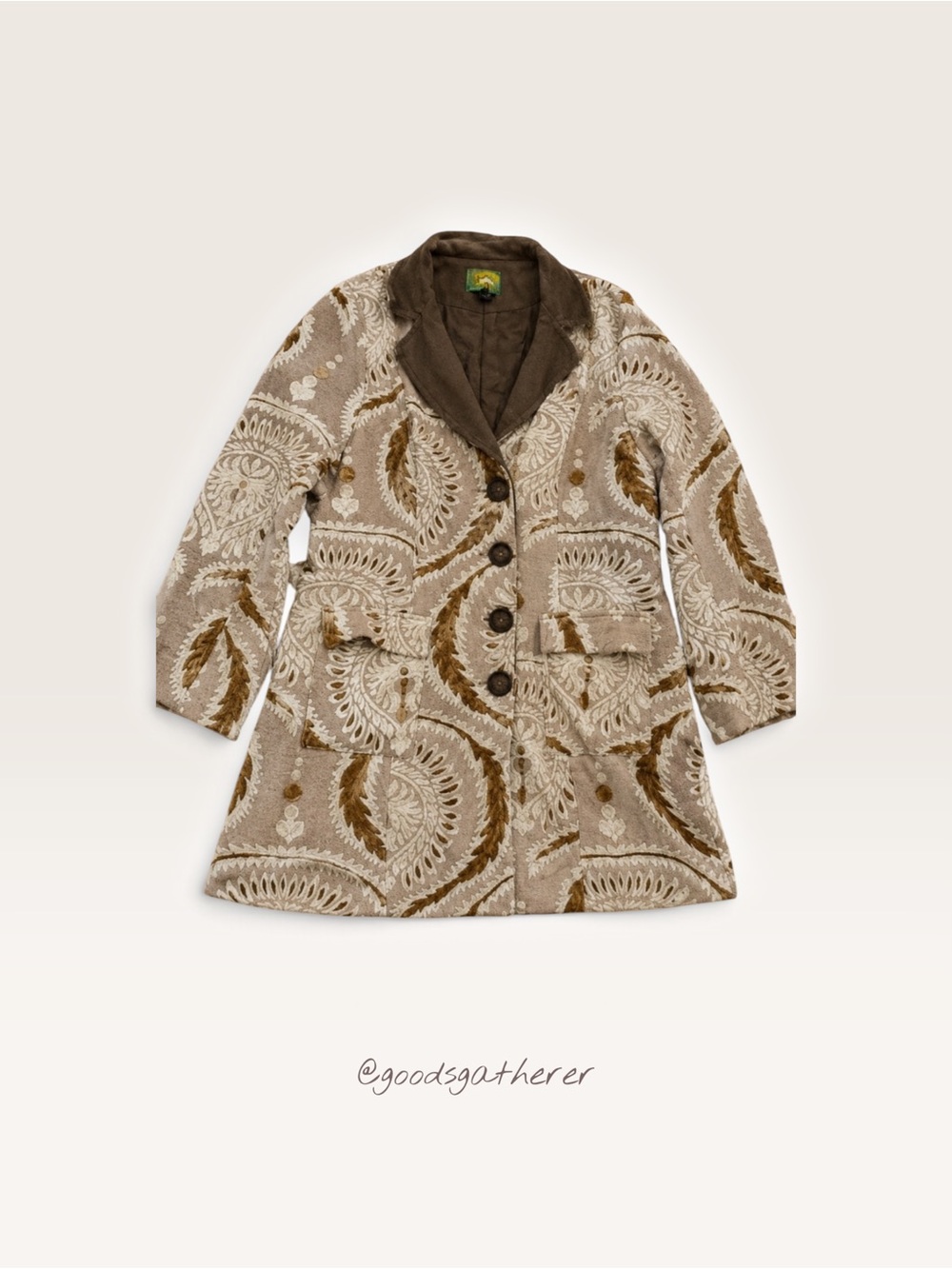 VINTAGE Tracy Porter XL Paisley Statement Coat Boho Neutral Brown Cream Jacket